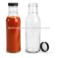 12oz 370ml clear round sauce glass bottle with plastic cap